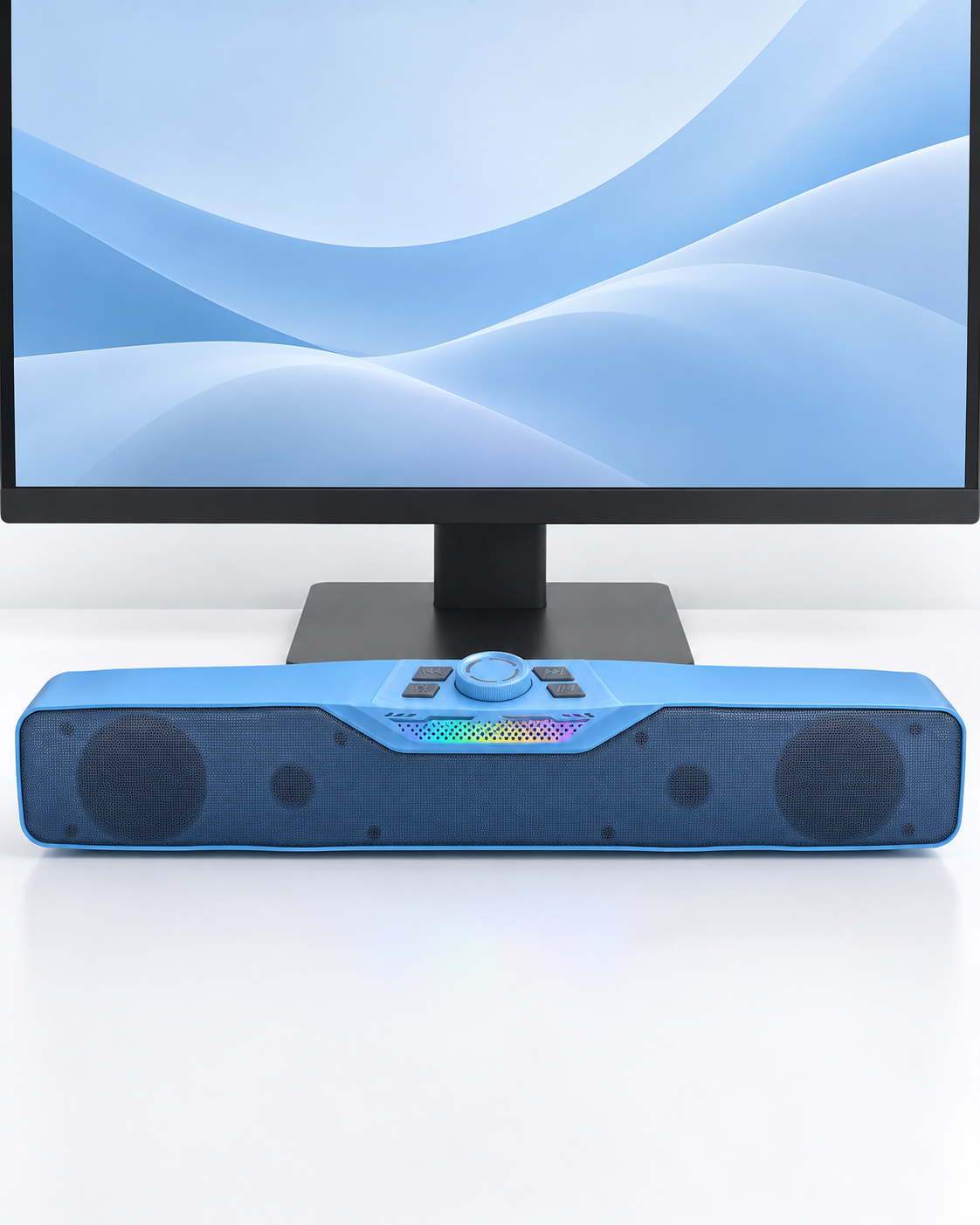 Döner Kontrol Düğmeli Bluetooth 5.4 Kablosuz Hoparlör 6 W RGB Işıklı Mavi