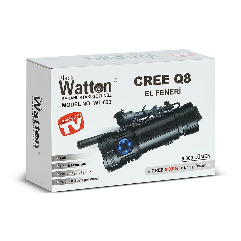 Cree Q8- XQg 8+1 Led Şarjlı El Feneri Wt-623