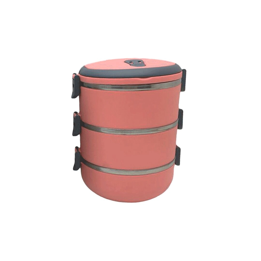 Yemek Termosu Koyu Pembe 3lü Sefer Tası Saklama Kabı 1.8lt