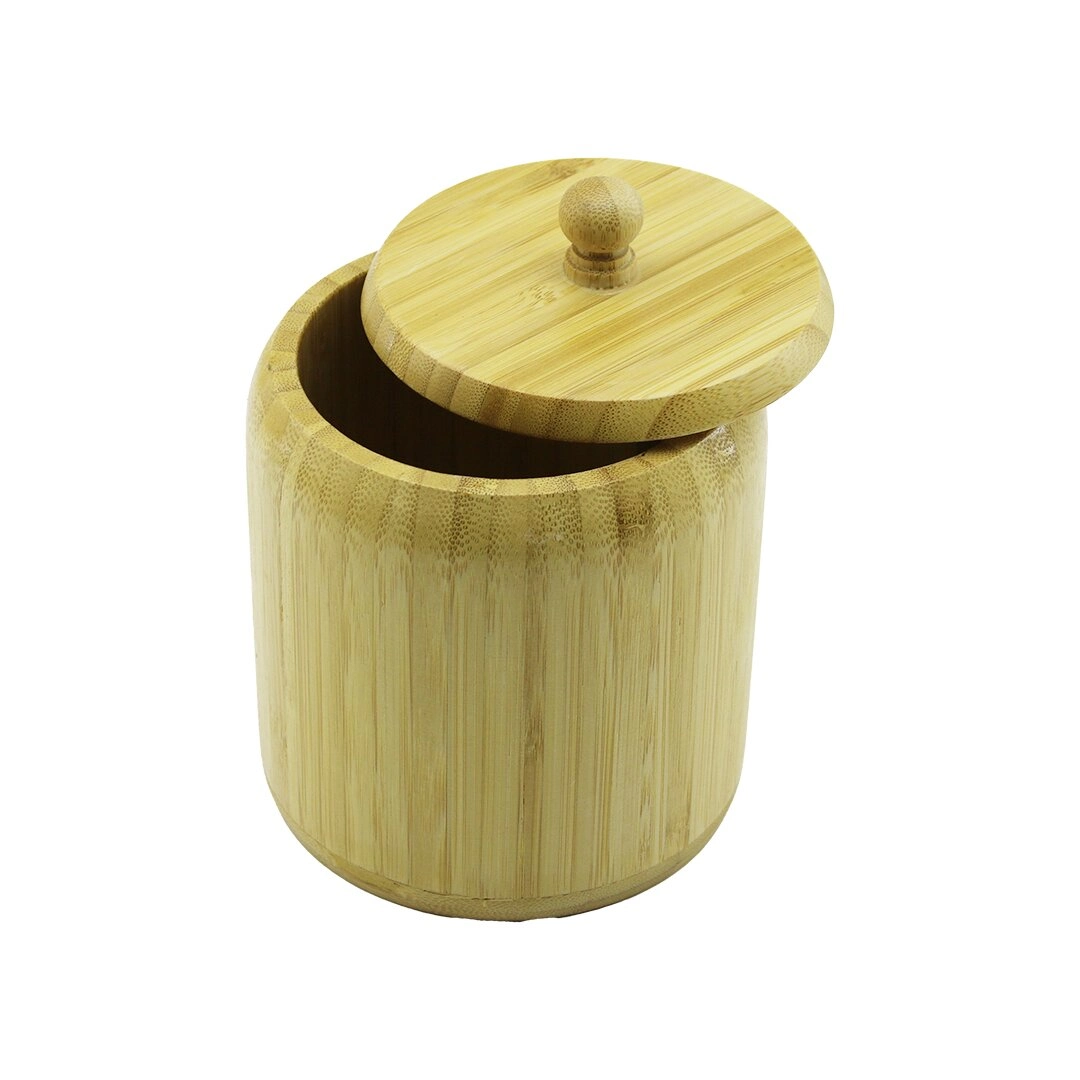 Ahşap Bambu Şekerlik Kapaklı Çap: 11.3cm Derinlik: 11cm No:12