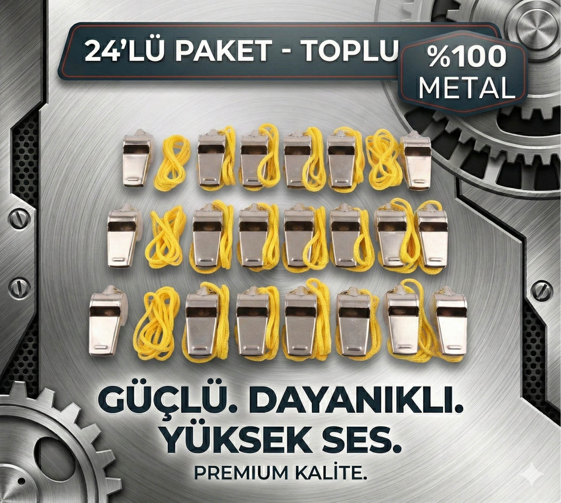 Metal Ipli Hakem Ve Deprem Düdüğü (24'lü)