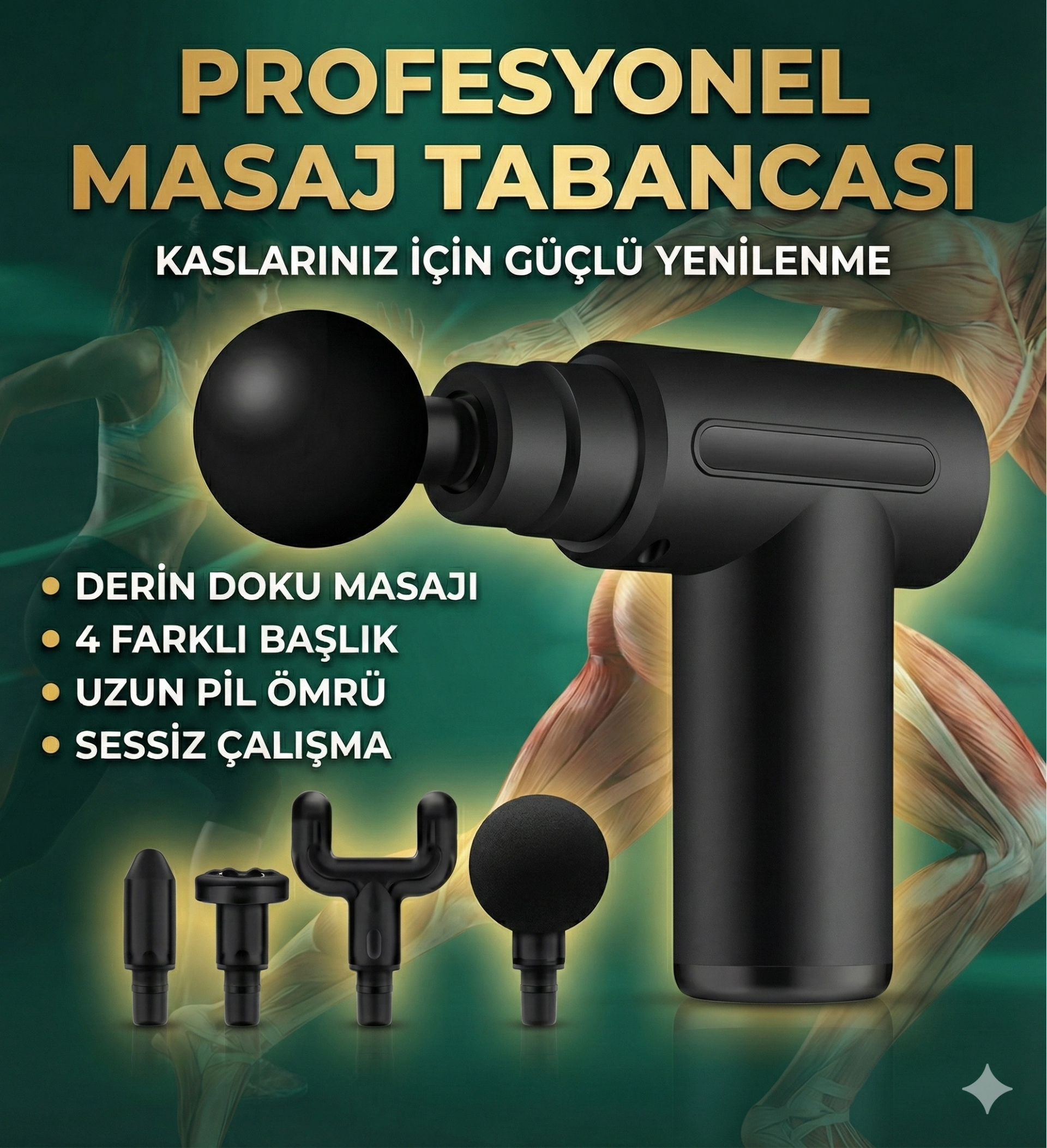 4 Başlıklı 6 Kademeli Titreşimli Şarjlı Mini Masaj Aleti