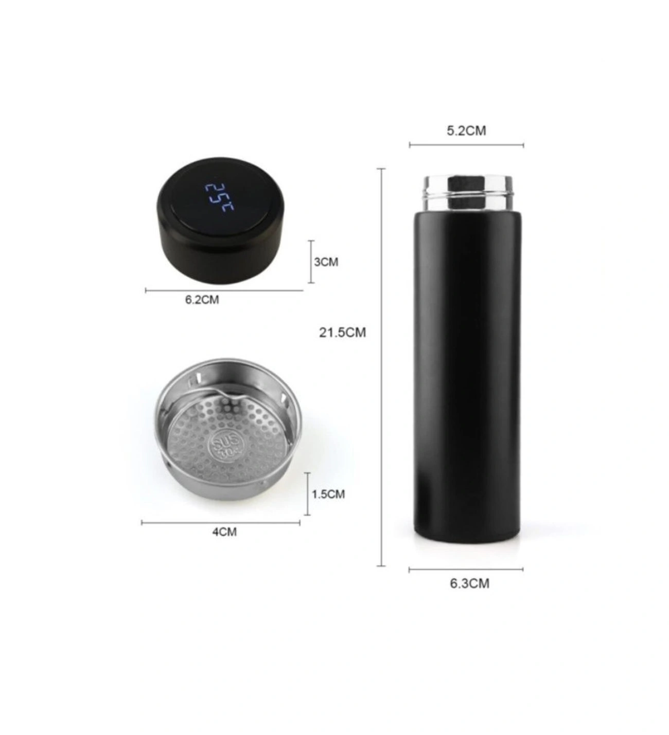 Dijital Sıcaklık Göstergeli Renkli Çelik Termos - 500 Ml