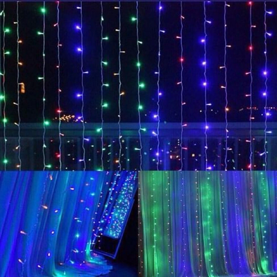 Perde Led  240 Ledli 8 Fonksiyonlu Dekor Lambası Rgb