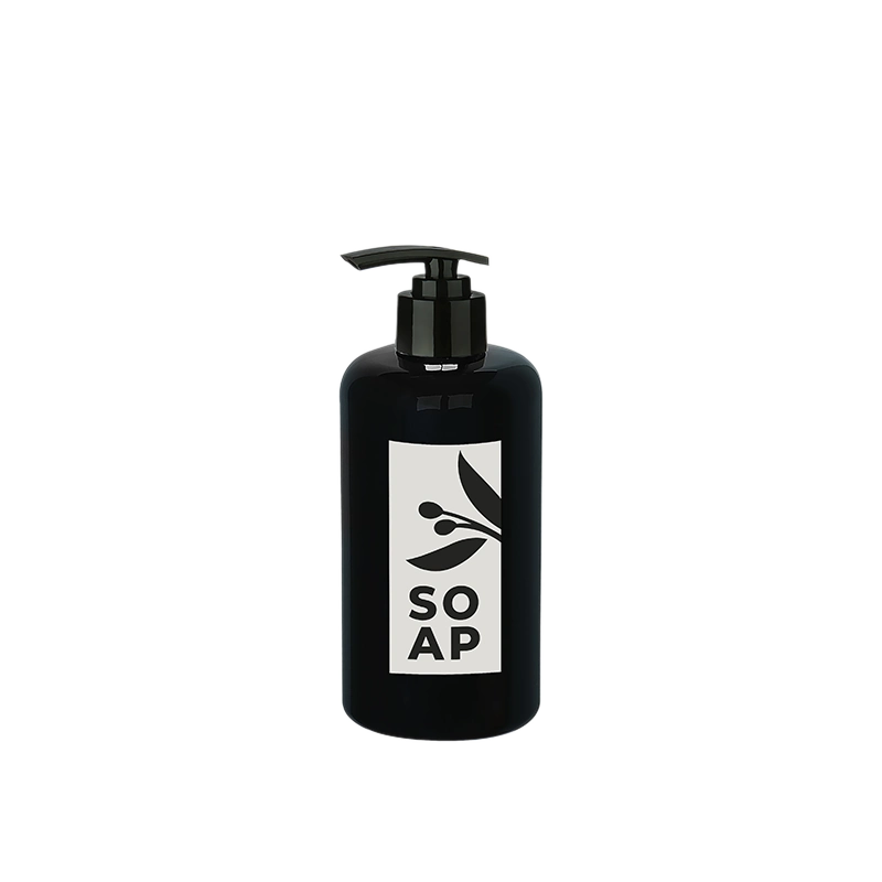 Sıvı Sabunluk Yuvarlak Plastik Pompalı 500 Ml - Siyah