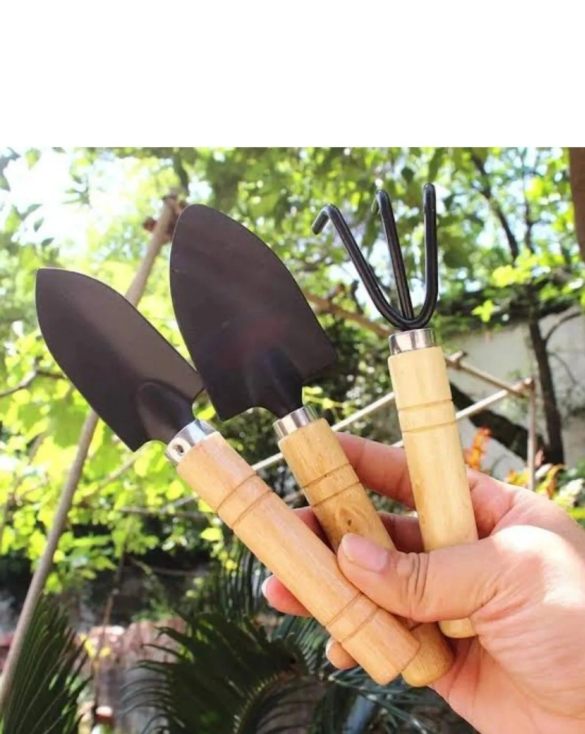 3 Parça Bitki Hobi Seti - Bahçe Saksı Sukulent  Bakım Çapa-tırmık-kürek