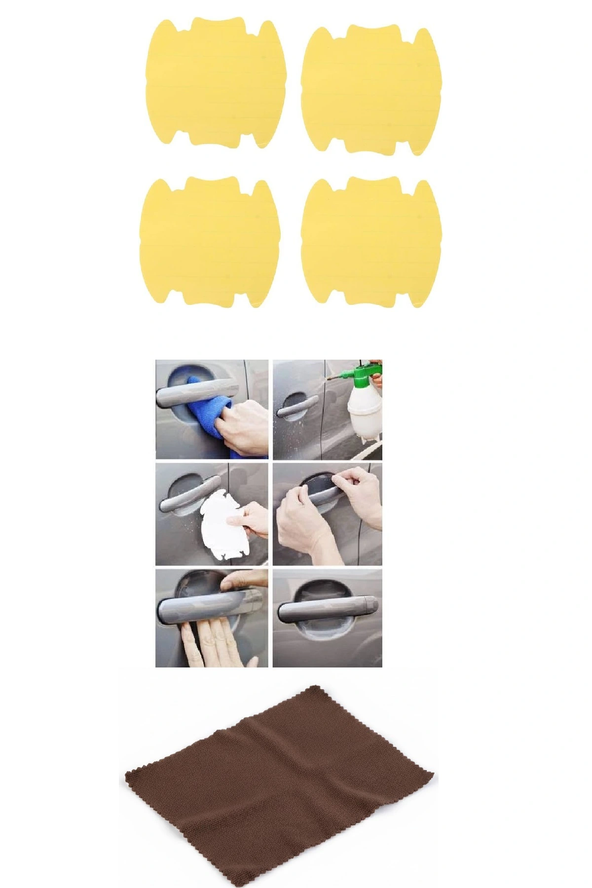 5li Set Araba Kapı Kolu Koruyucu Çizilme Önleyici Şeffaf Sticker Film Koruma Seti