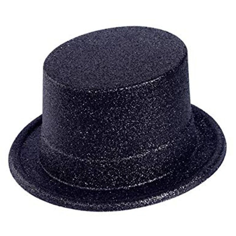Siyah Simli Glitter Silindir Parti Şapkası