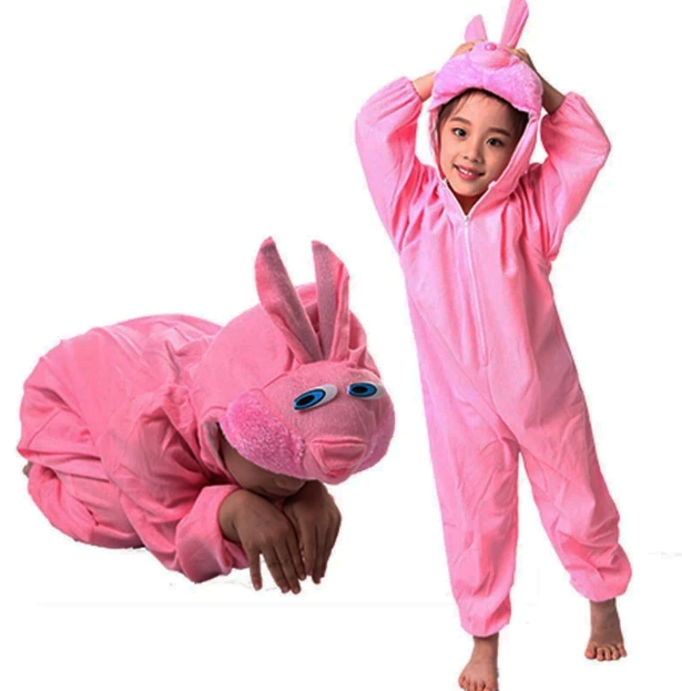 Çocuk Tavşan Kostümü Pembe Renk 6-7 Yaş 120 Cm