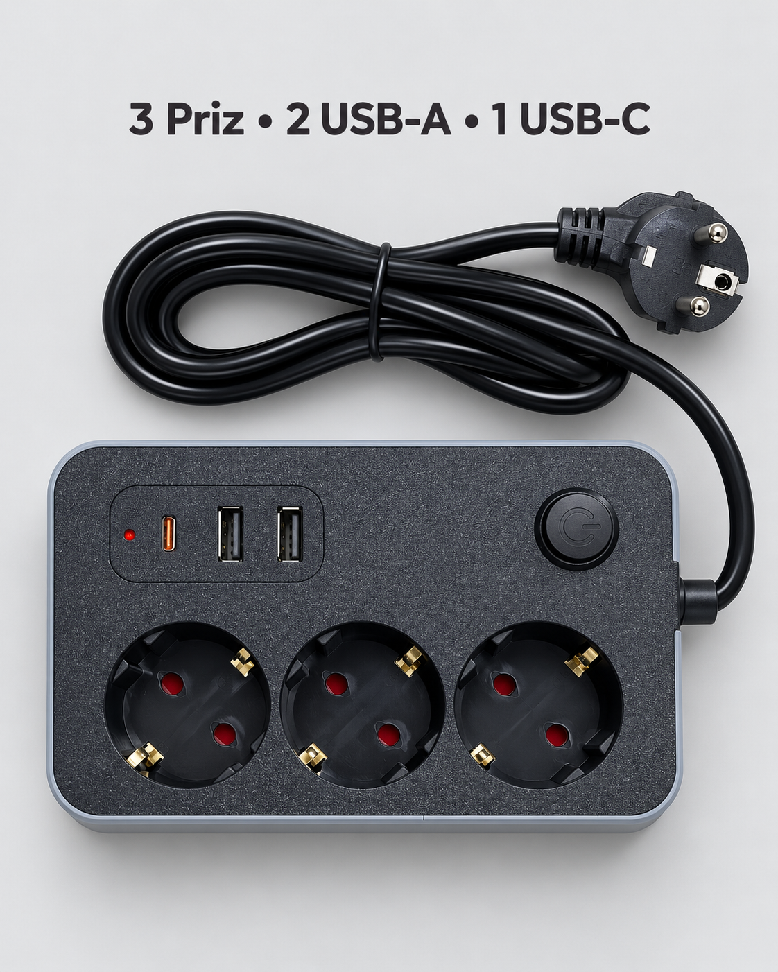 Elektrik ve Şarj Bağlantılarını Bir Arada Sunan USB ve Type C Çıkışlı Akım Korumalı Priz