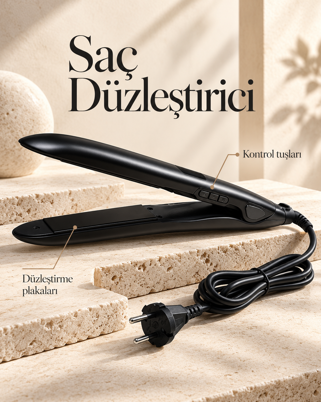 Seramik Plakalı 110–240 V LCD Ekranlı Saç Şekillendirici