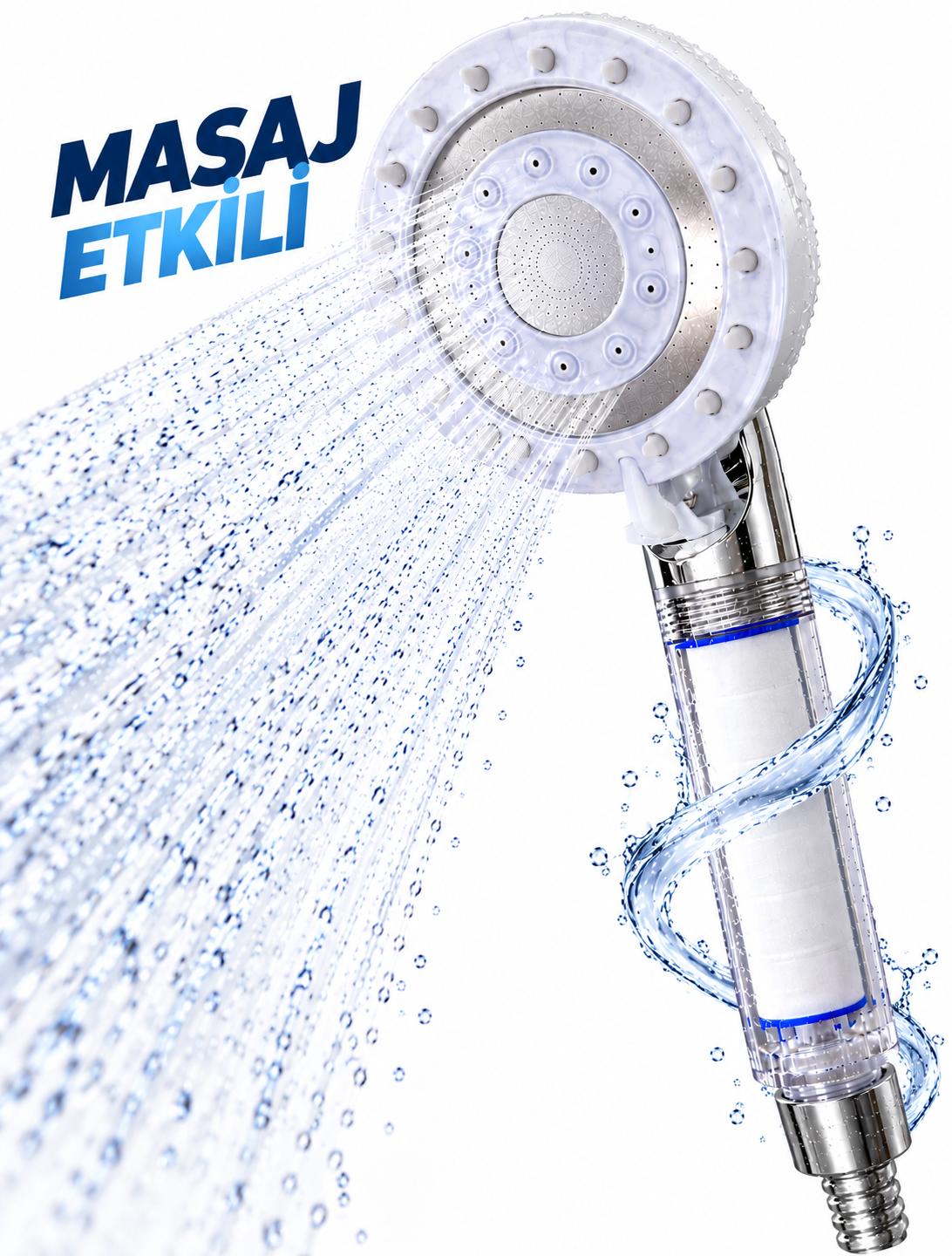 Filtreli Duş Başlığı Masaj Etkili Beyaz