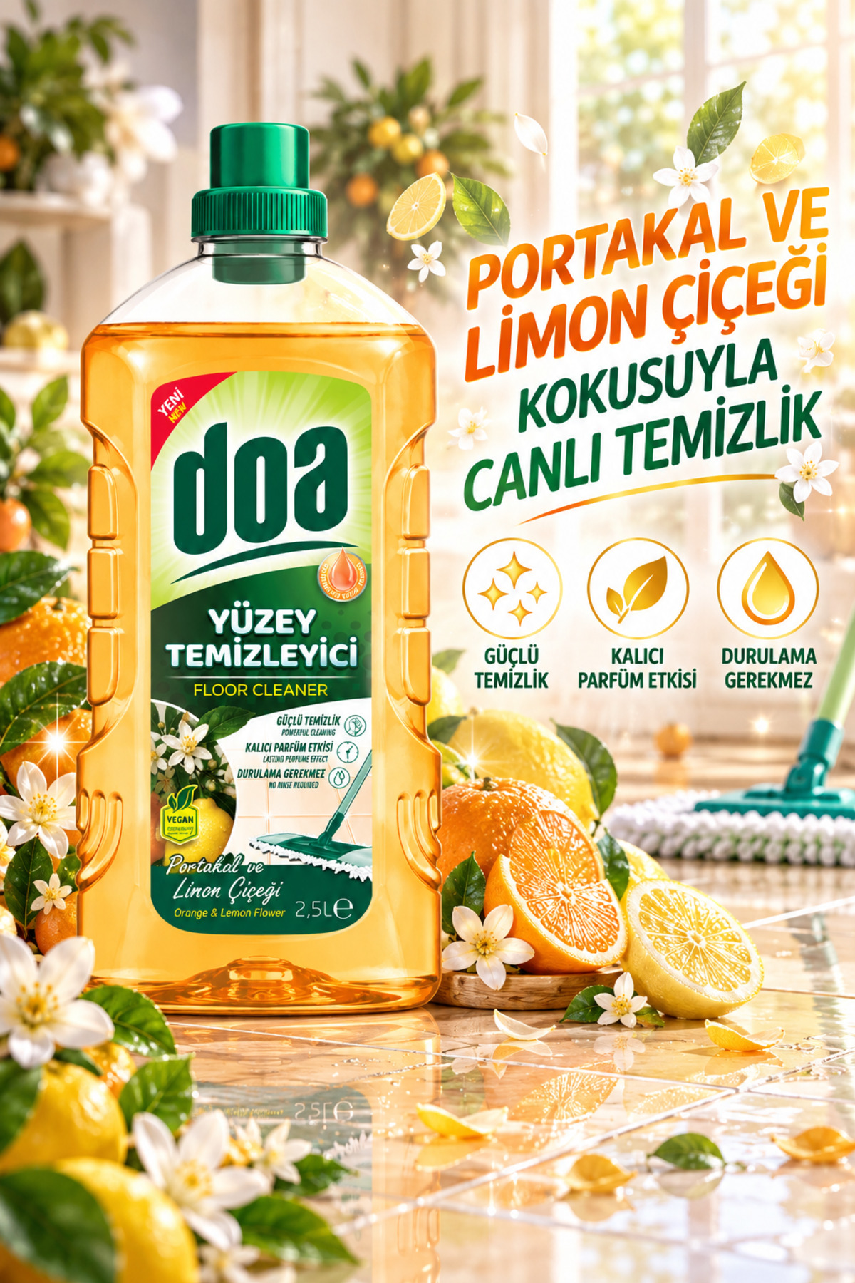DOA YÜZEY TEMİZLEYİCİ PORTAKAL-LİMON ÇİÇEĞİ / 2500 ML