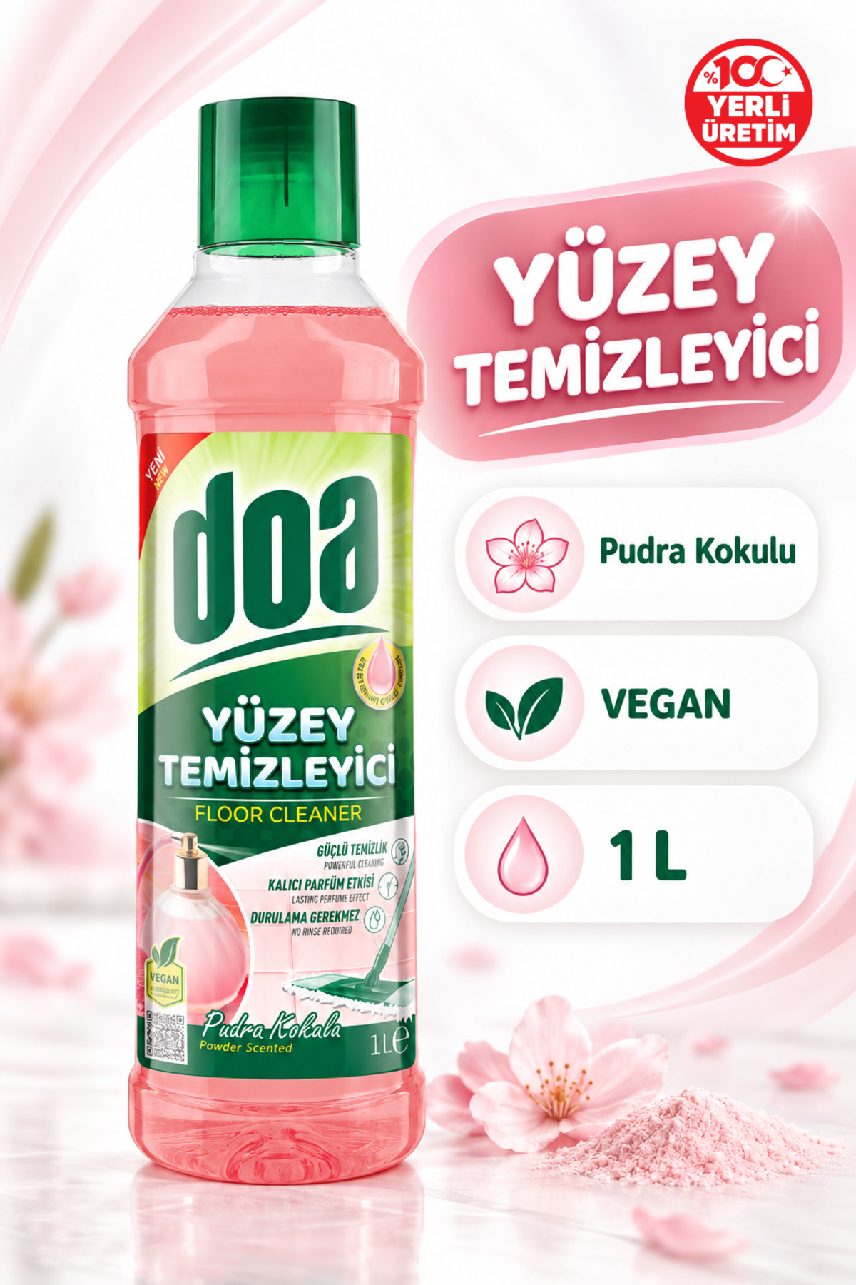 DOA YÜZEY TEMİZLEYİCİ PUDRA KOKULU / 1000 ML