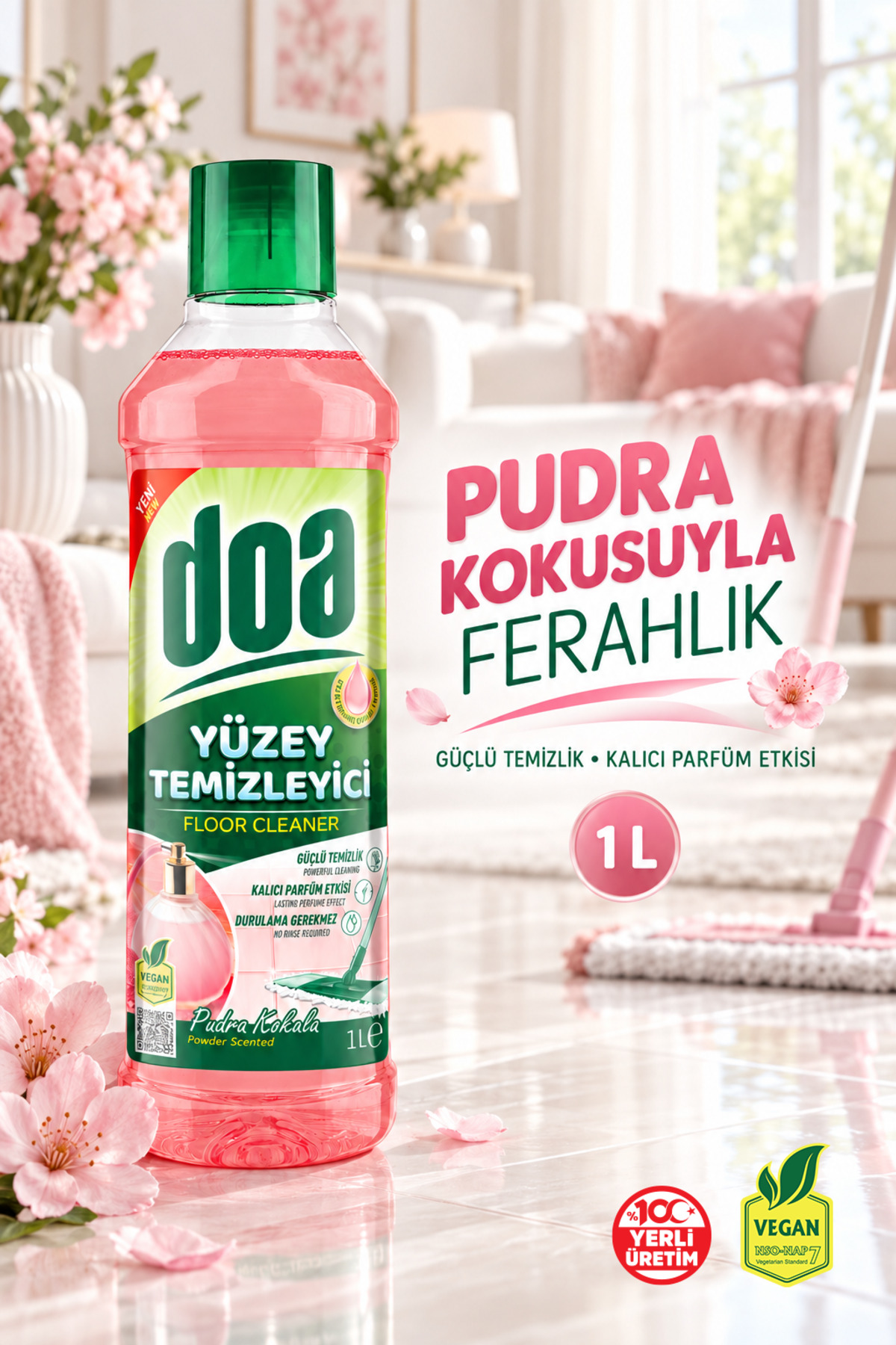 DOA YÜZEY TEMİZLEYİCİ PUDRA KOKULU / 1000 ML