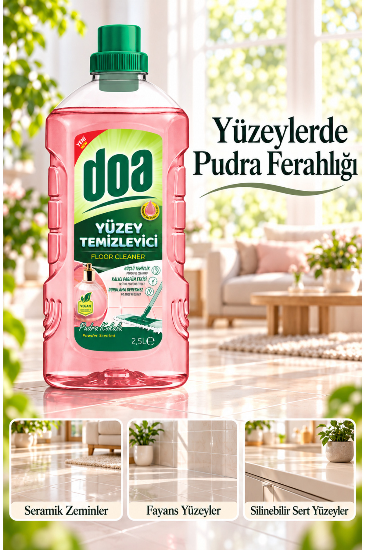 DOA YÜZEY TEMİZLEYİCİ PUDRA KOKULU / 2500 ML