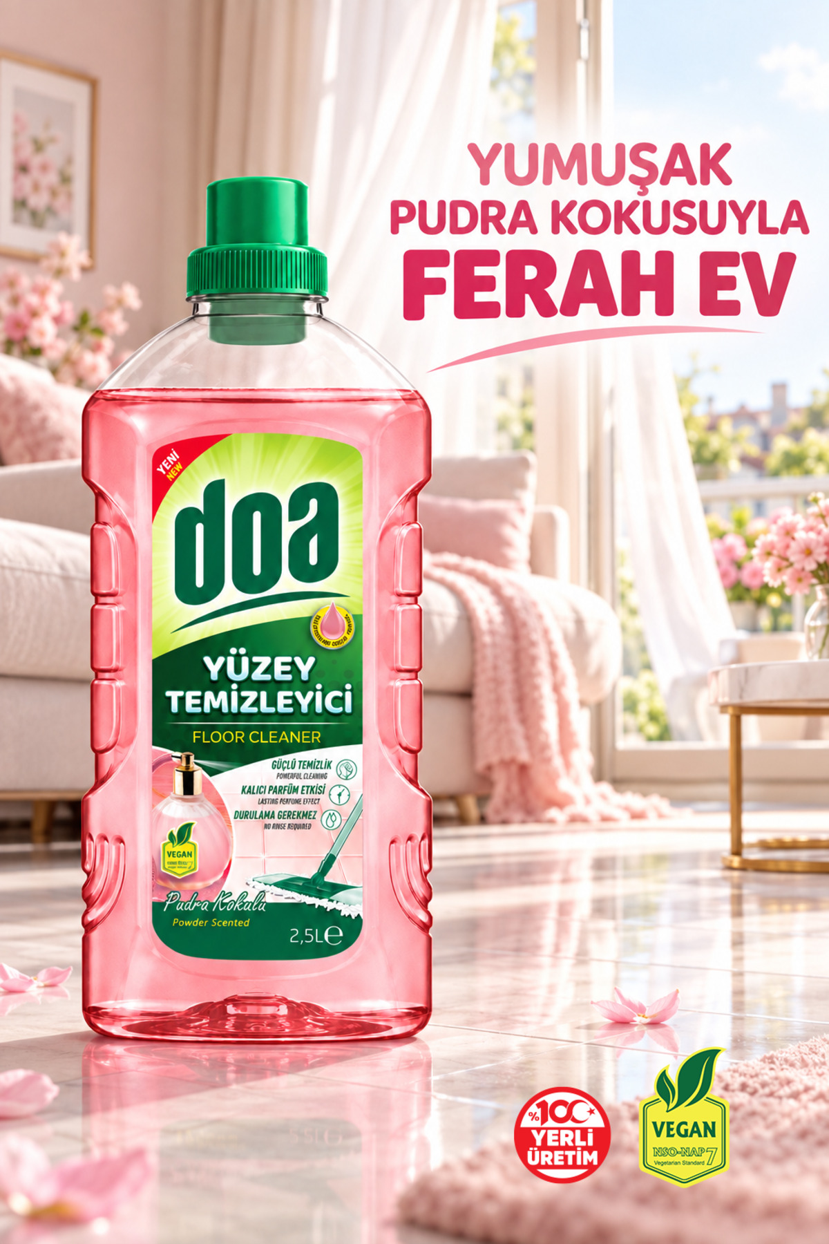 DOA YÜZEY TEMİZLEYİCİ PUDRA KOKULU / 2500 ML