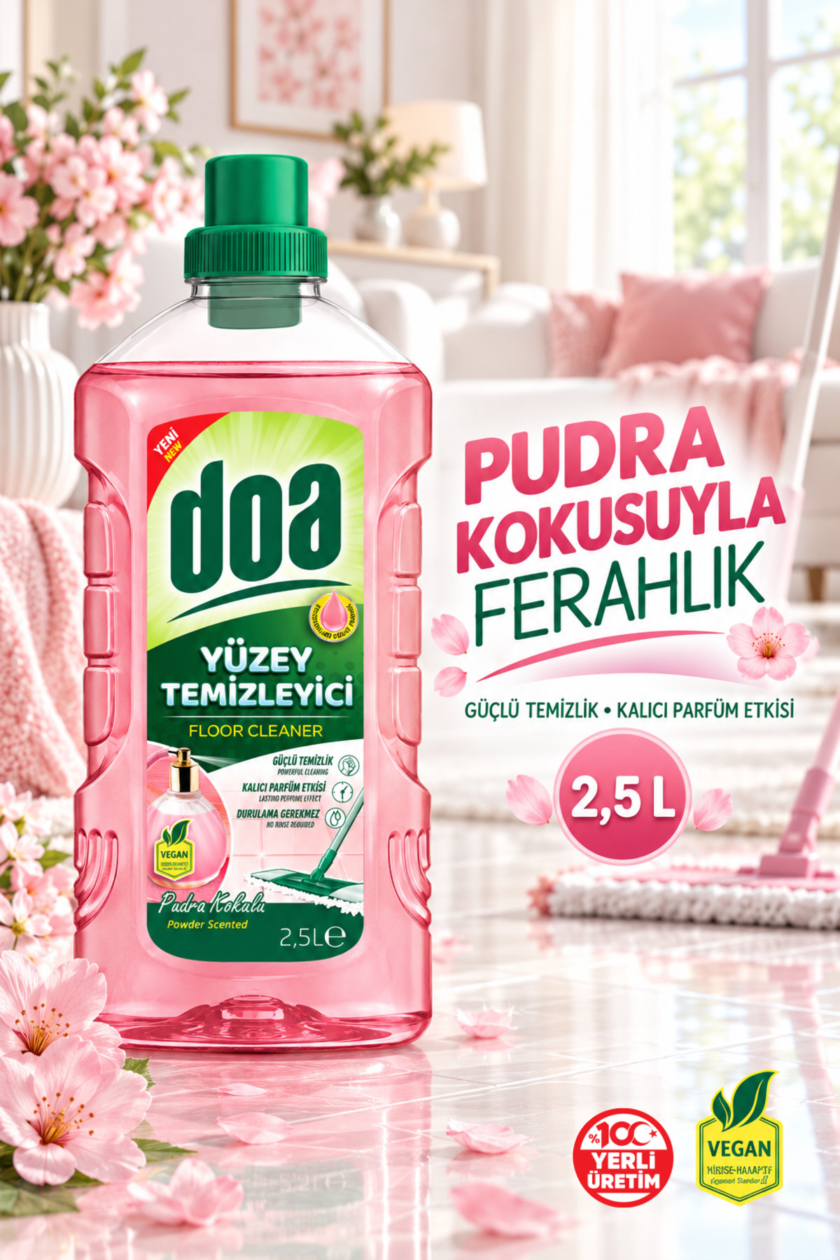 DOA YÜZEY TEMİZLEYİCİ PUDRA KOKULU / 2500 ML