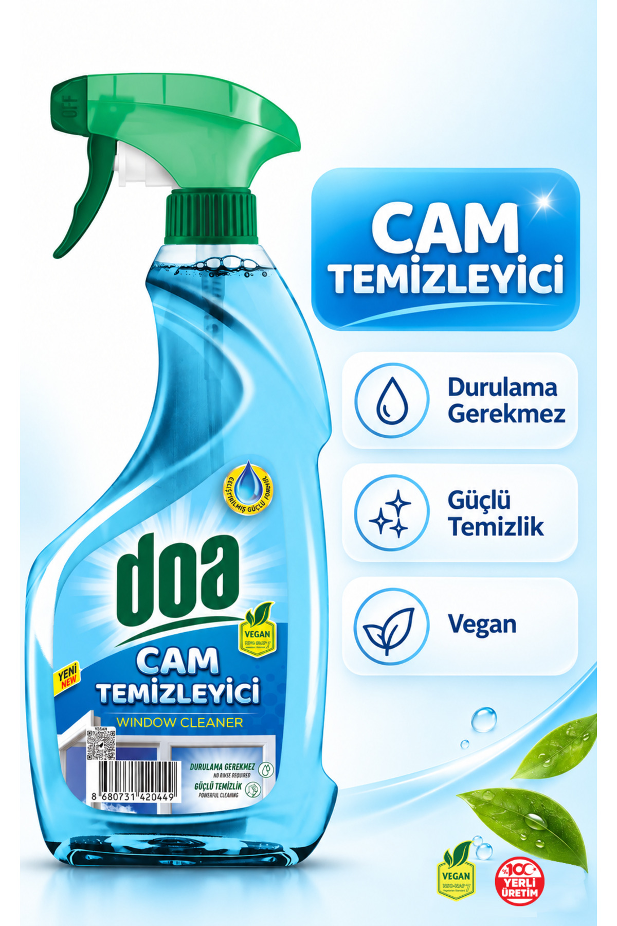 DOA CAM TEMİZLEYİCİ MAVİ / 750 ML
