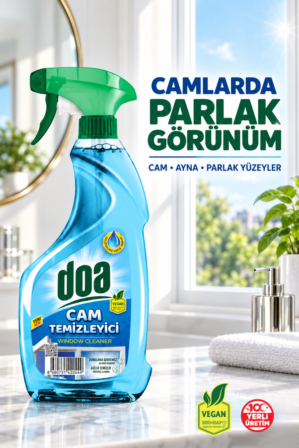 DOA CAM TEMİZLEYİCİ MAVİ / 750 ML
