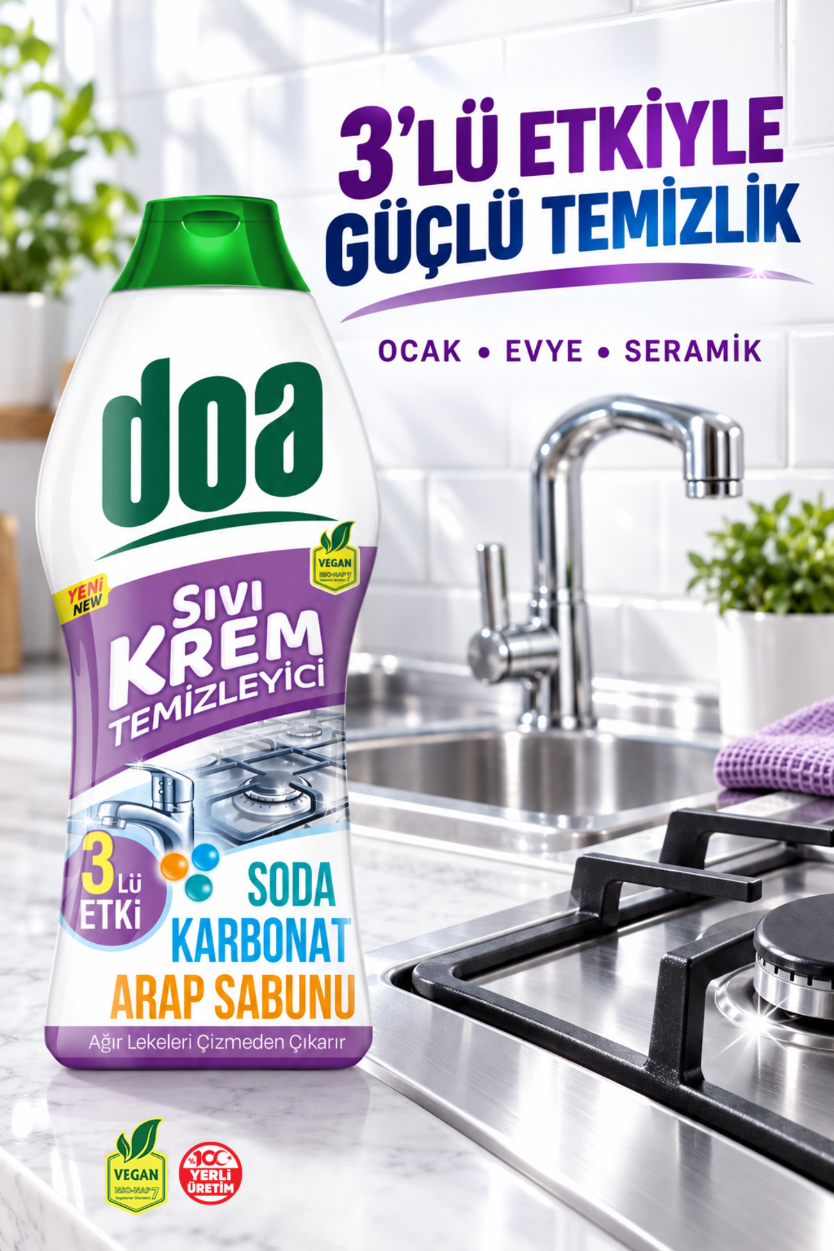 DOA SIVI KREM 3 LÜ ETKİ SODA -KARBONAT-ARAP SABUNU 750 ML