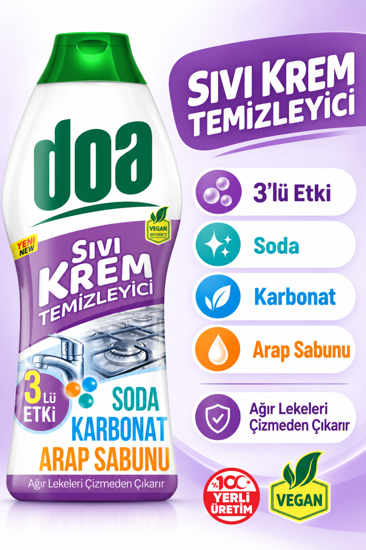 DOA SIVI KREM 3 LÜ ETKİ SODA -KARBONAT-ARAP SABUNU 750 ML