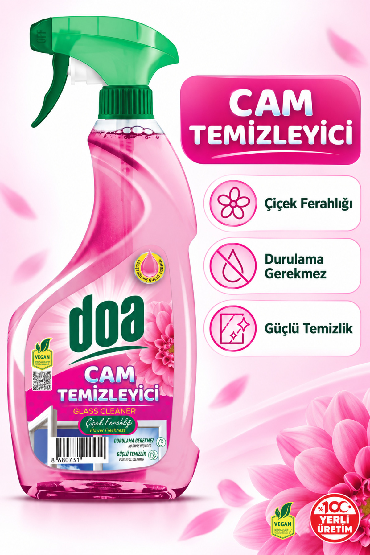 DOA CAM TEMIZLEYICI ÇIÇEK FERAHLIGI / 750 ML