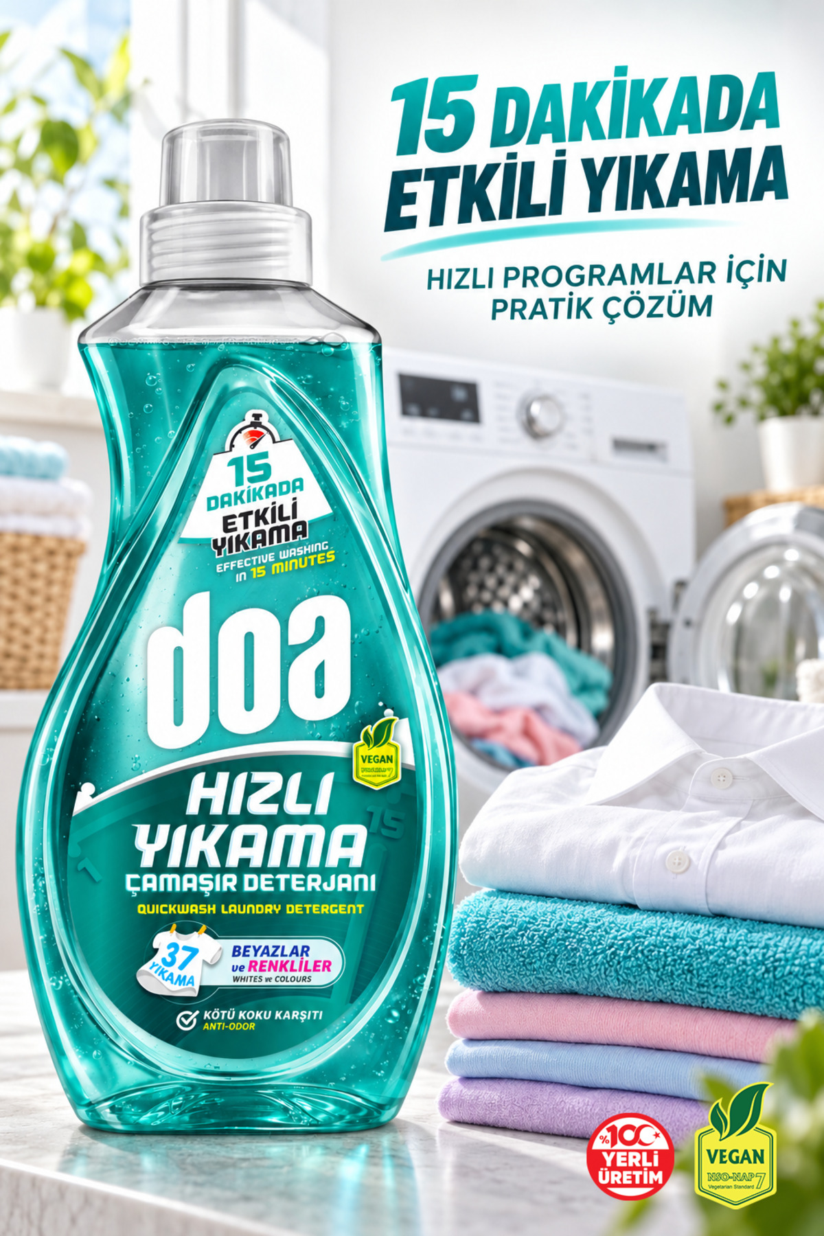 DOA SIVI ÇAMAŞIR DETERJANI HIZLI YIKAMA BEYAZ VE RENKLİLER/1480 ML