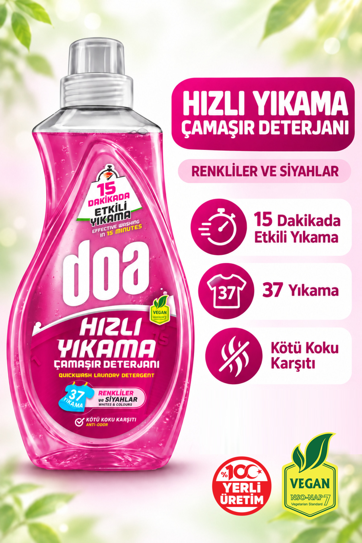 DOA SIVI ÇAMAŞIR DETERJANI HIZLI YIKAMA RENKLİ VE SİYAHLAR/1480 ML
