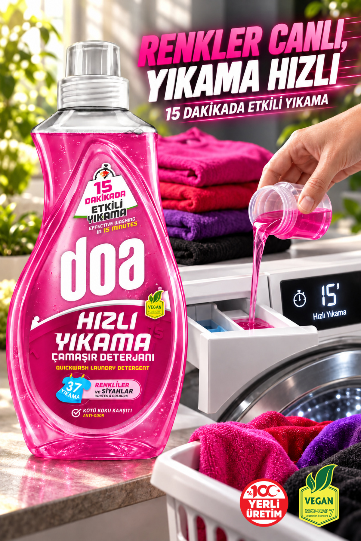 DOA SIVI ÇAMAŞIR DETERJANI HIZLI YIKAMA RENKLİ VE SİYAHLAR/1480 ML