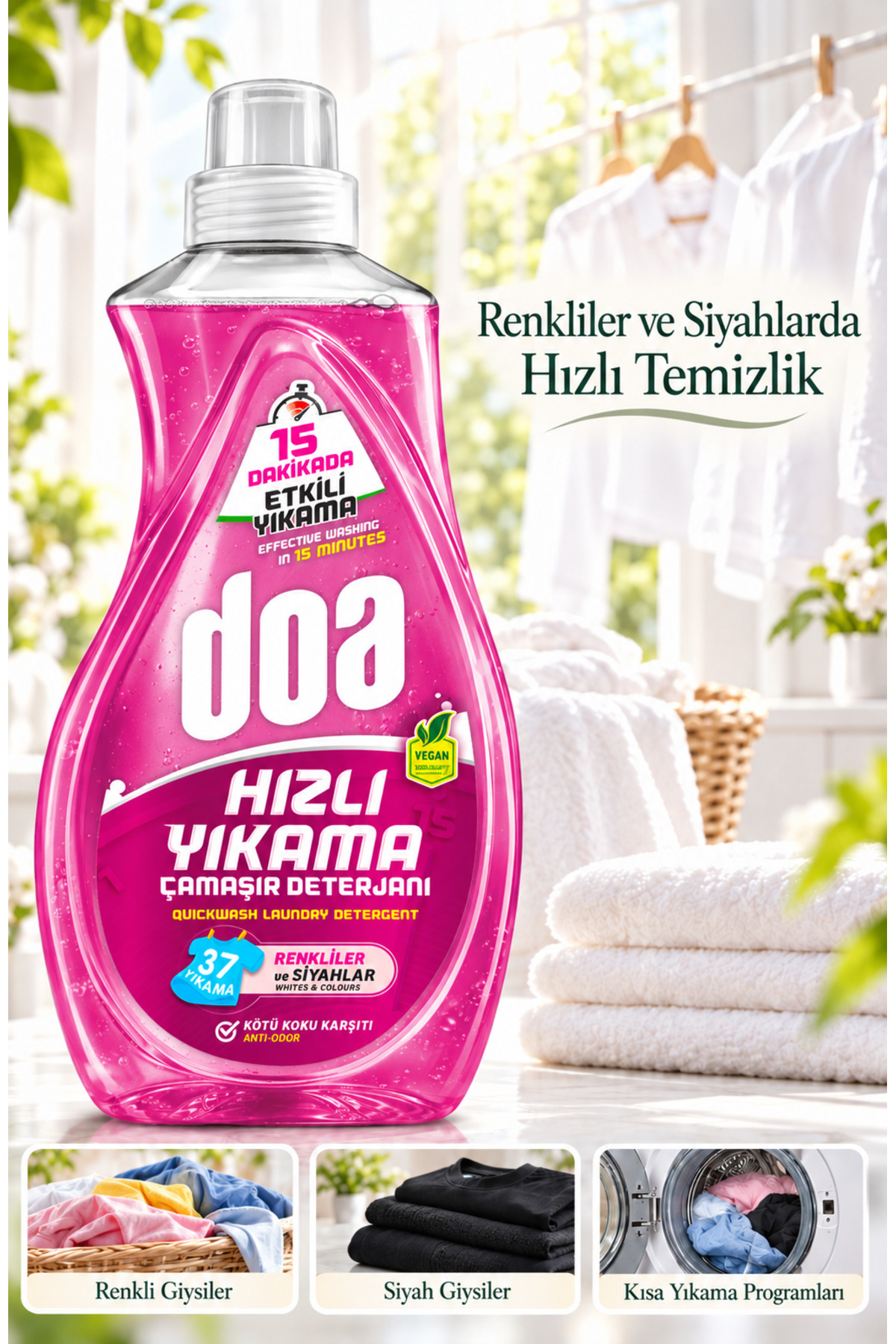 DOA SIVI ÇAMAŞIR DETERJANI HIZLI YIKAMA RENKLİ VE SİYAHLAR/1480 ML