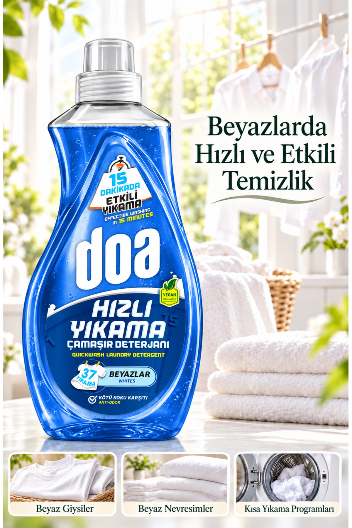 DOA SIVI ÇAMAŞIR DETERJANI HIZLI YIKAMA BEYAZLAR/ 1480 ML