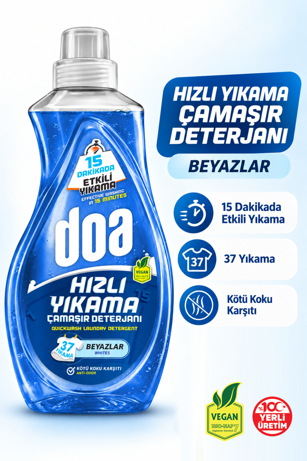DOA SIVI ÇAMAŞIR DETERJANI HIZLI YIKAMA BEYAZLAR/ 1480 ML
