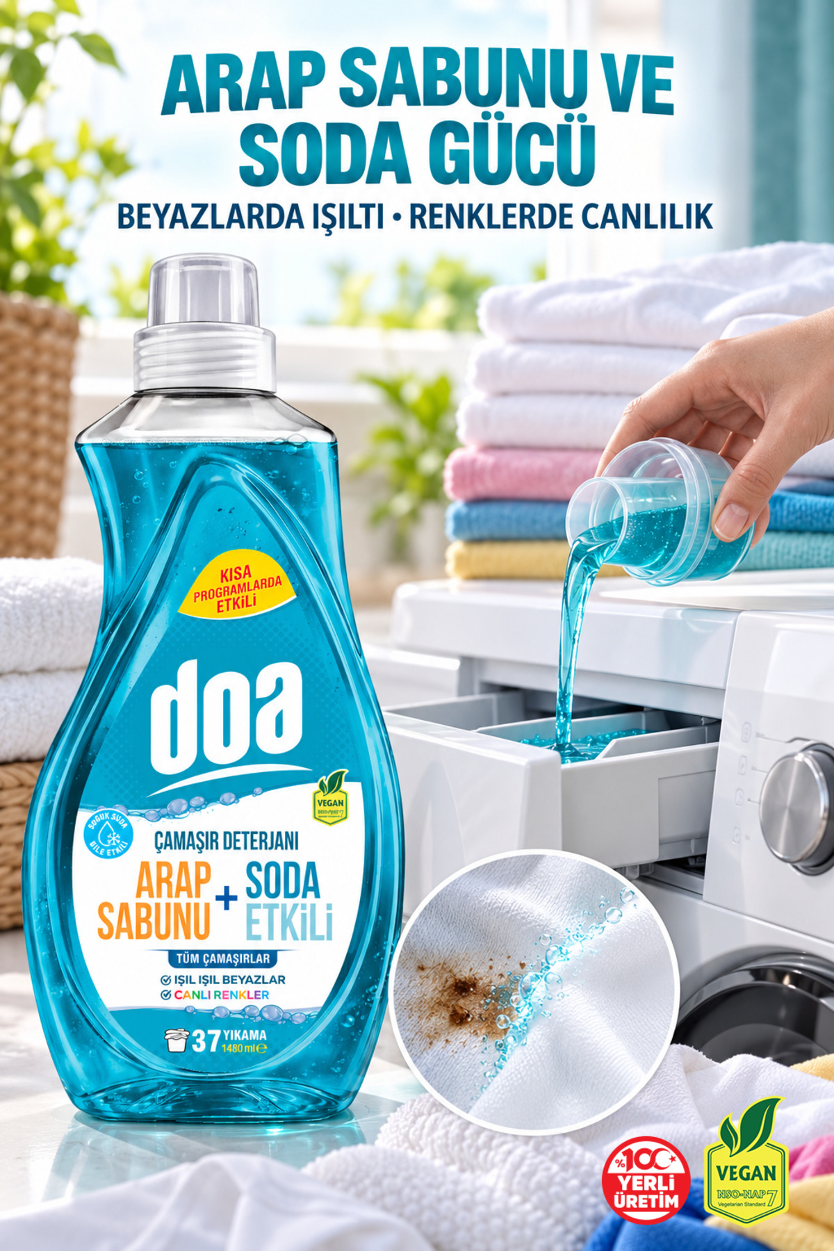 DOA ÇAMAŞIR DETERJANI ARAP SABUNU SODA ETKİLİ 1480 ML