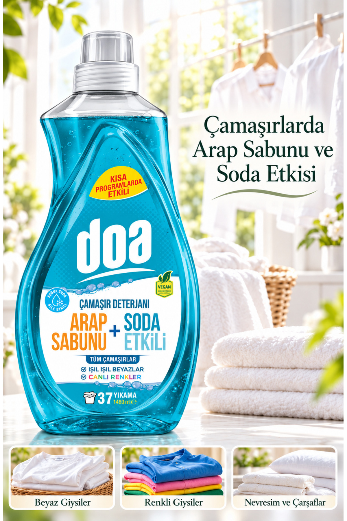 DOA ÇAMAŞIR DETERJANI ARAP SABUNU SODA ETKİLİ 1480 ML