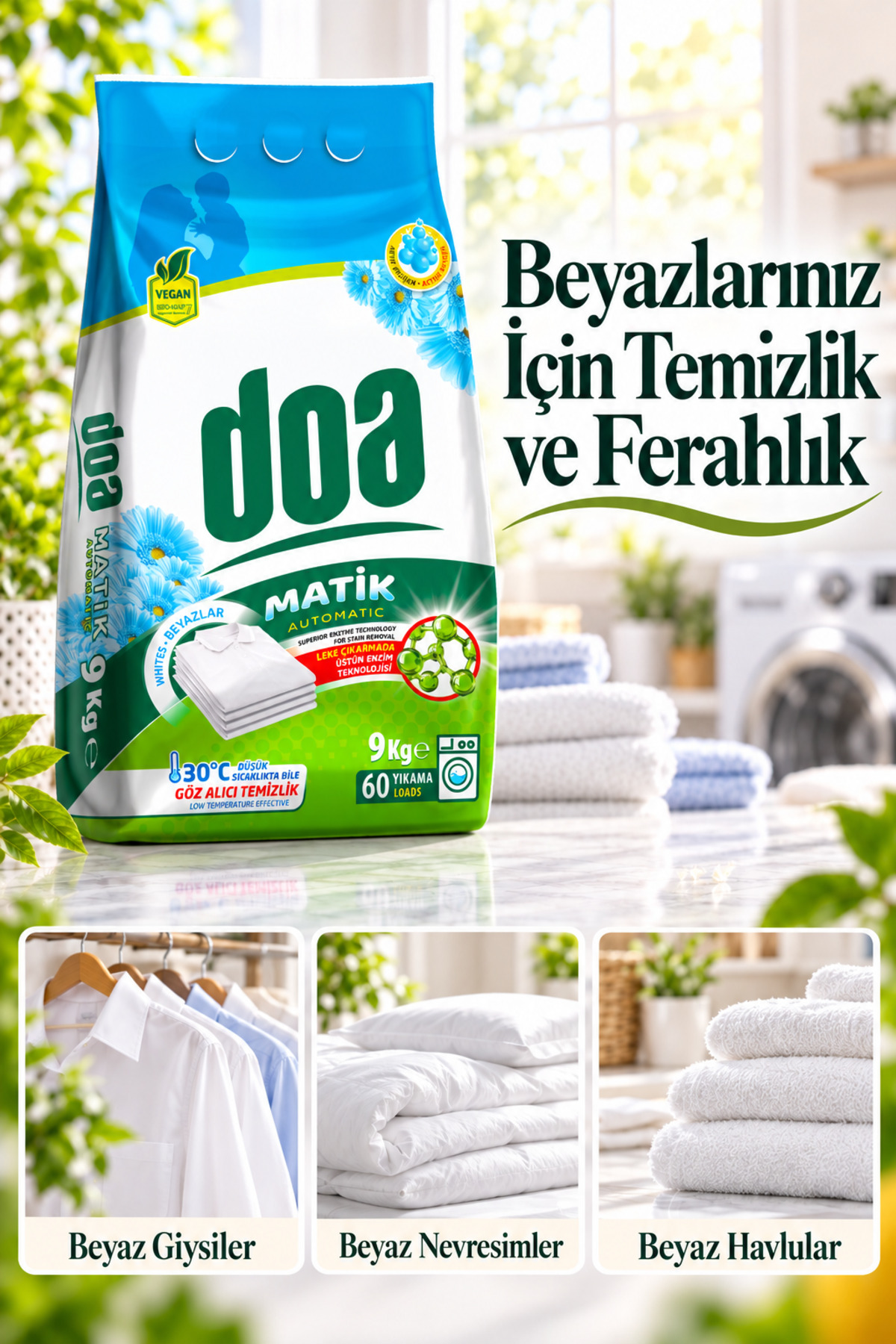 DOA MATİK DETERJAN BEYAZLAR 9 KG