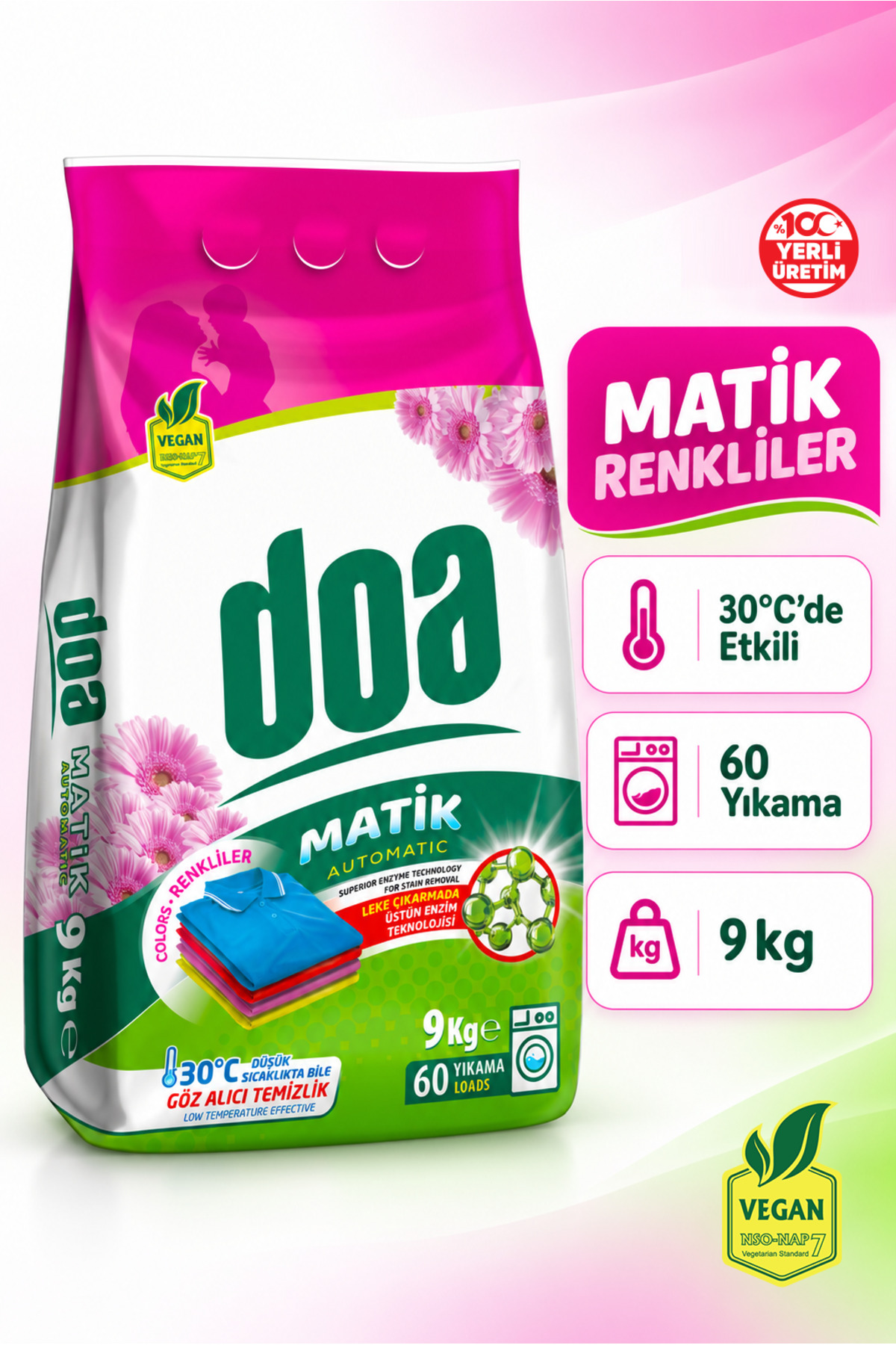 DOA MATİK DETERJAN RENKLİLER 9 KG