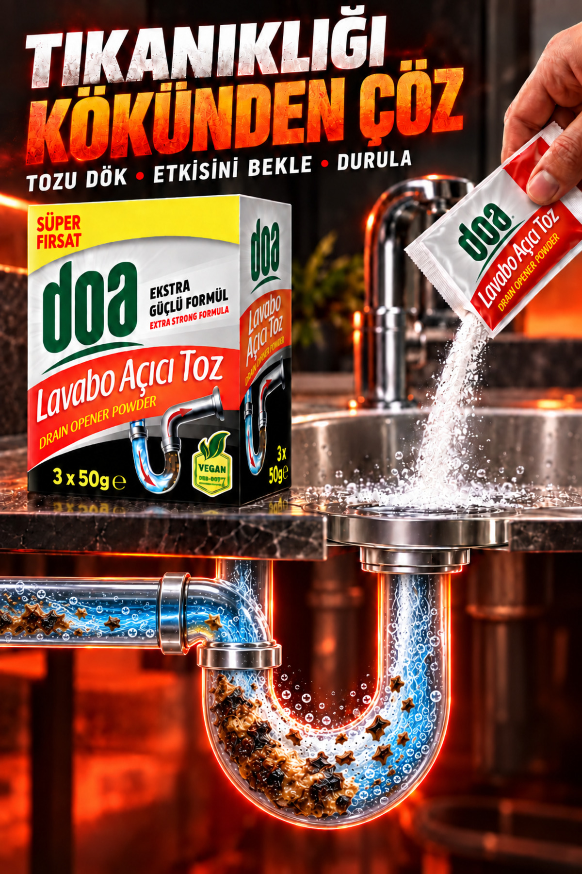 DOA TOZ LAVABO AÇICI 3 AL 2 ÖDE / 3*50 GR