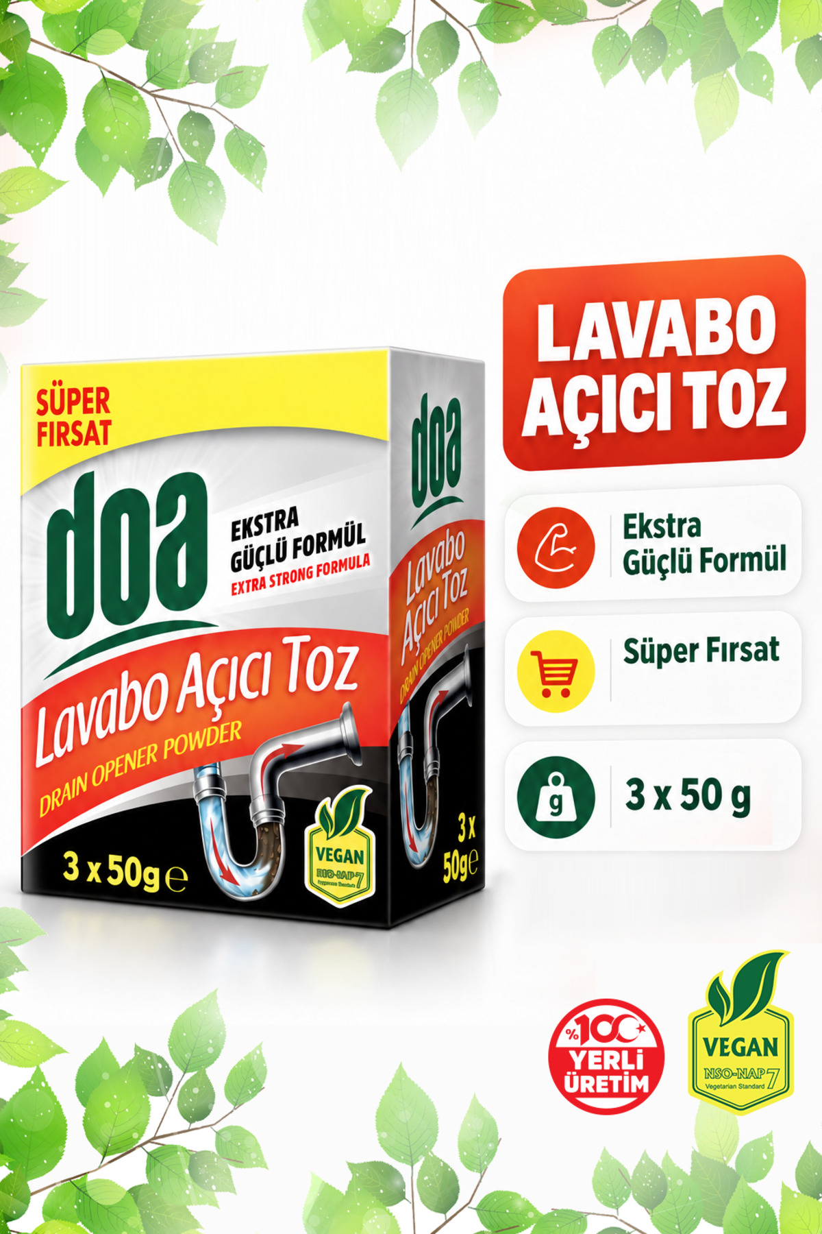 DOA TOZ LAVABO AÇICI 3 AL 2 ÖDE / 3*50 GR