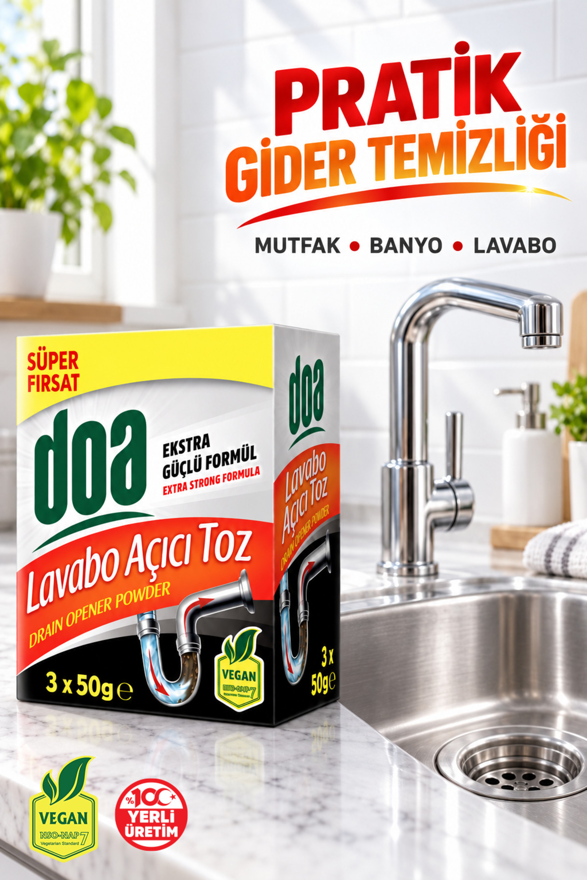 DOA TOZ LAVABO AÇICI 3 AL 2 ÖDE / 3*50 GR