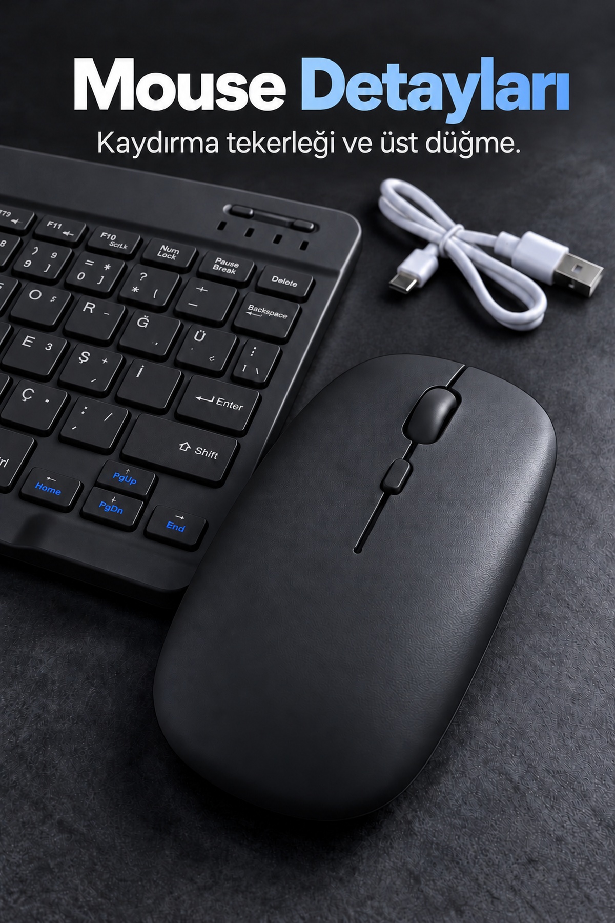 Türkçe Q Kablosuz Klavye ve Beyaz Mouse Takımı