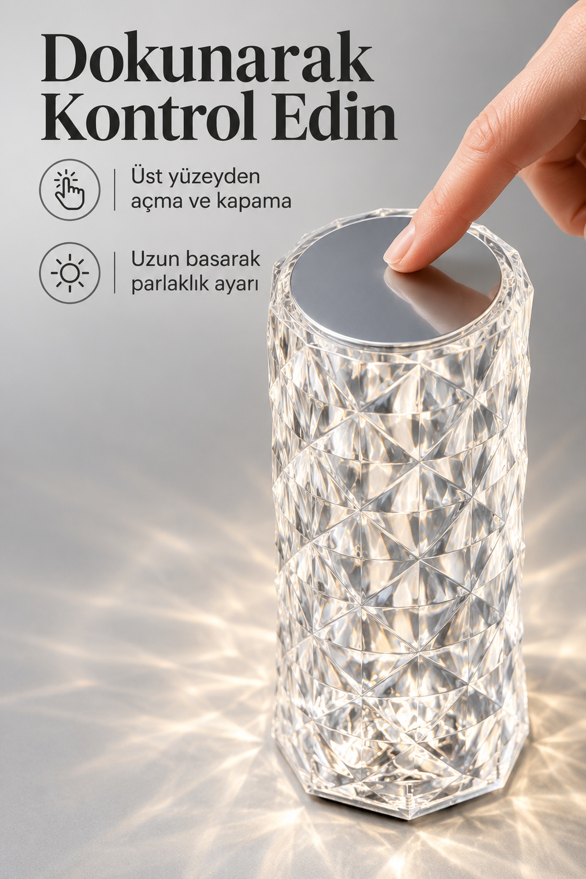 Dekoratif Masa Lambası Üstten Dokunmatik Kontrollü Şarjlı