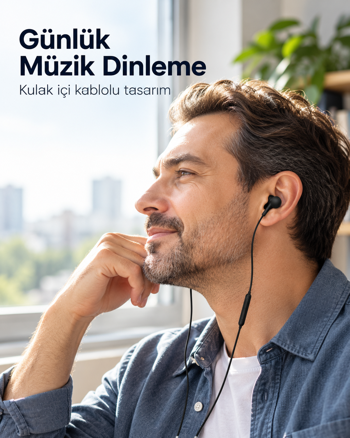 Silikon Uçlu Mikrofonlu Siyah Kablolu Kulak İçi Kulaklık
