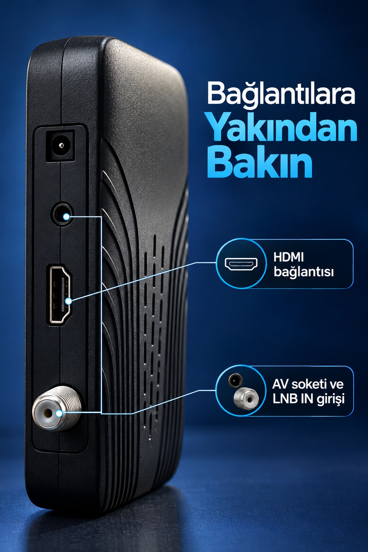 Uzaktan Kumandalı Siyah Gövdeli HD Uydu Alıcısı
