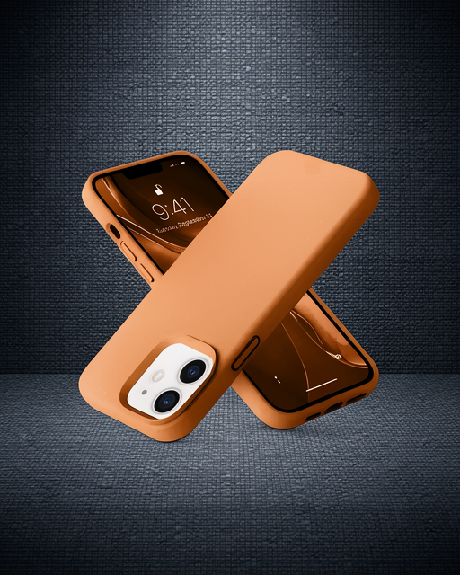 iPhone 12 Kılıf - Nano İçi Kadife Silikon - Turuncu