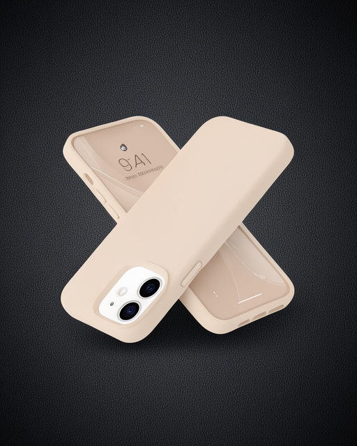 iPhone 12 Kılıf Nano İçi Kadife Silikon - Pudra