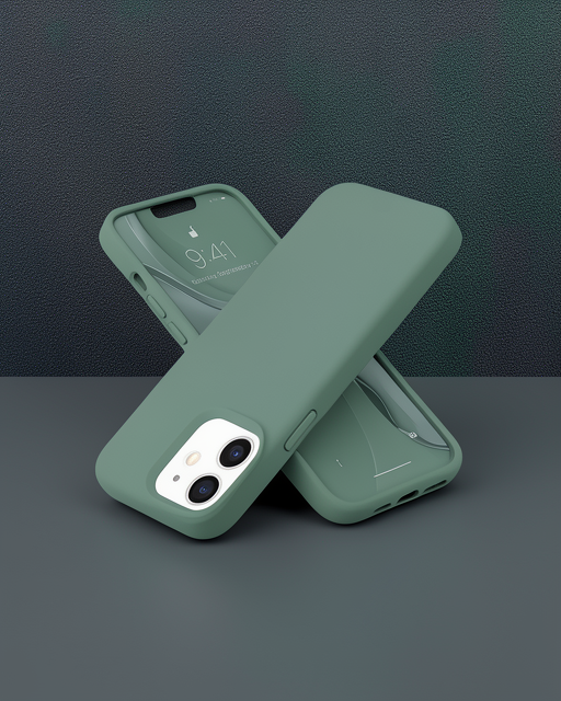 iPhone 12 Kılıf - Nano İçi Kadife Silikon - Koyu Yeşil
