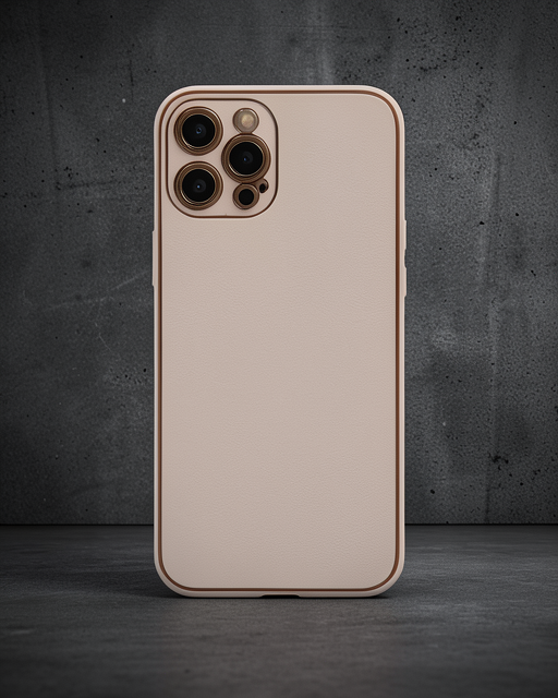 iPhone 12 Pro Max Kılıf Coco Deri Silikon Kapak - Pudra