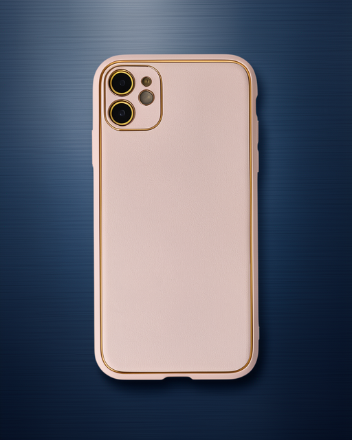 iPhone 12 Kılıf Coco Deri Silikon Kapak - Pudra