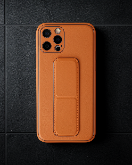 iPhone 12 Pro Kılıf Coco Deri Standlı Kapak - Turuncu